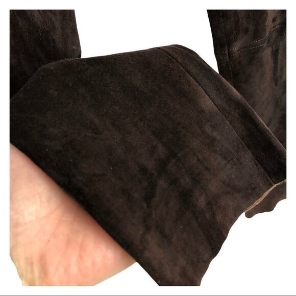 Alice + Olivia Suede Lamb Leather  Brown Skinny Pants 6 - Picture 6 of 16